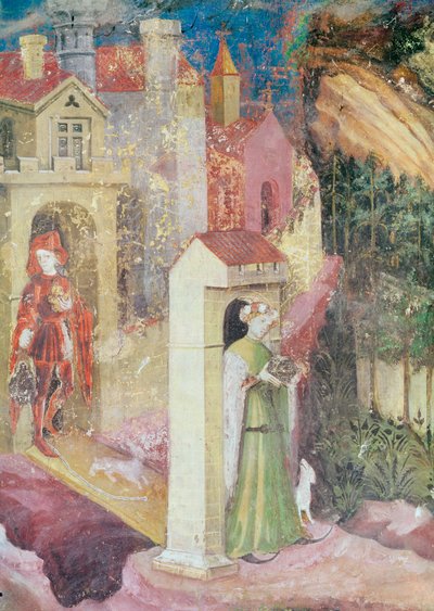 Il Mese di Giugno, dettaglio di una coppia che passeggia, c.1400 da Bohemian School